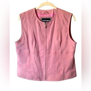 Saguaro Women's Pink Sleeveless Zip Soft Suede Leather Vest Vintage 90's Size M